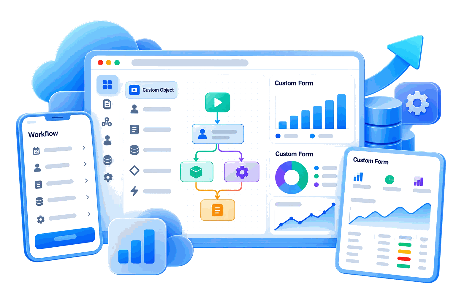 aPaaS low-code workflow builder and BI dashboards