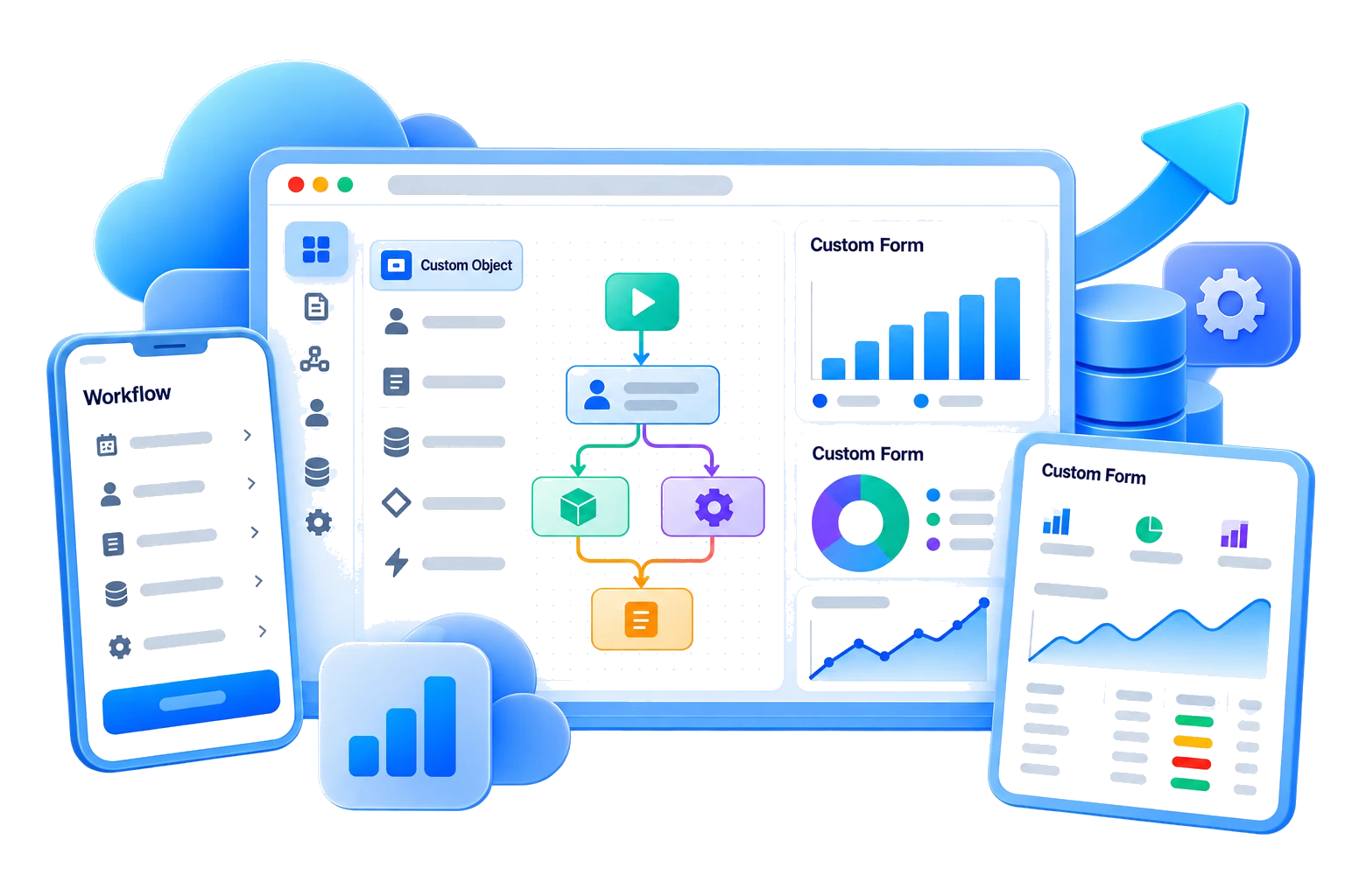 aPaaS low-code workflow builder and BI dashboards