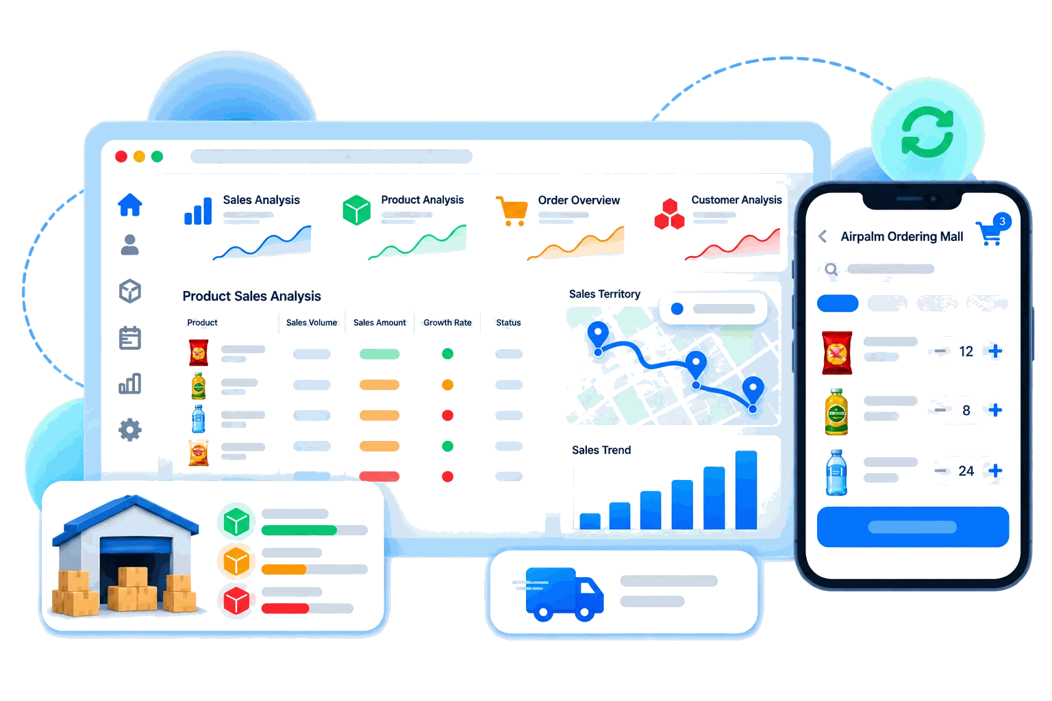 DMS distributor operations, orders and inventory dashboard
