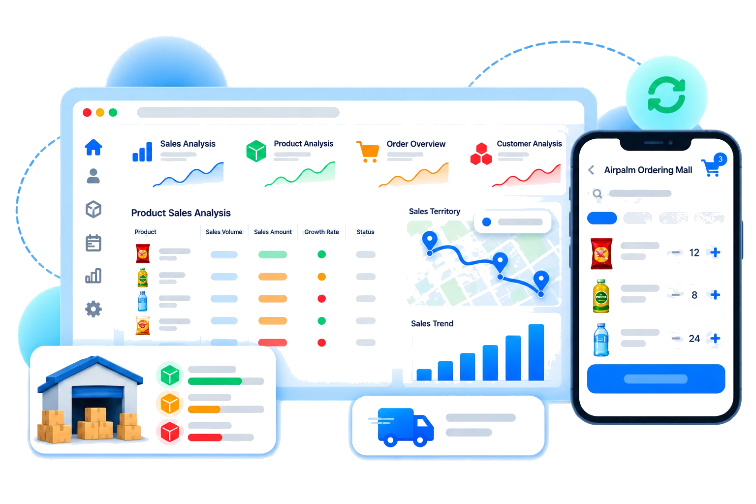 DMS distributor operations, orders and inventory dashboard